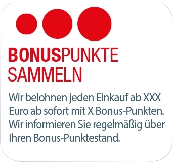Text mit Informationen zu Bonuspunkten und Belohnungen für Einkäufe.