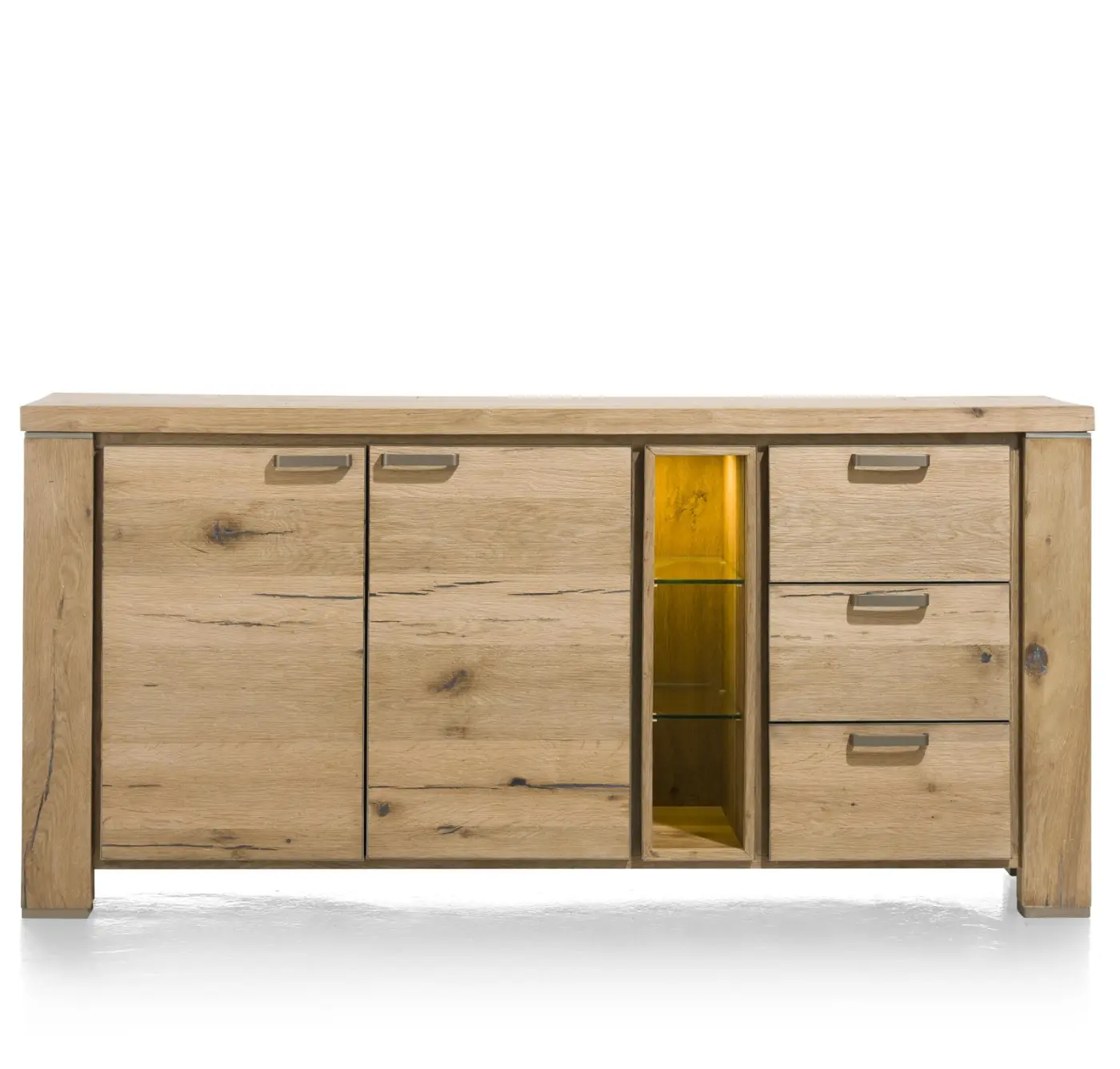 Habufa Sideboard Canova 39585RWB, Eiche Railway braun furniert, Griff: silber, ca.190x90x45 cm