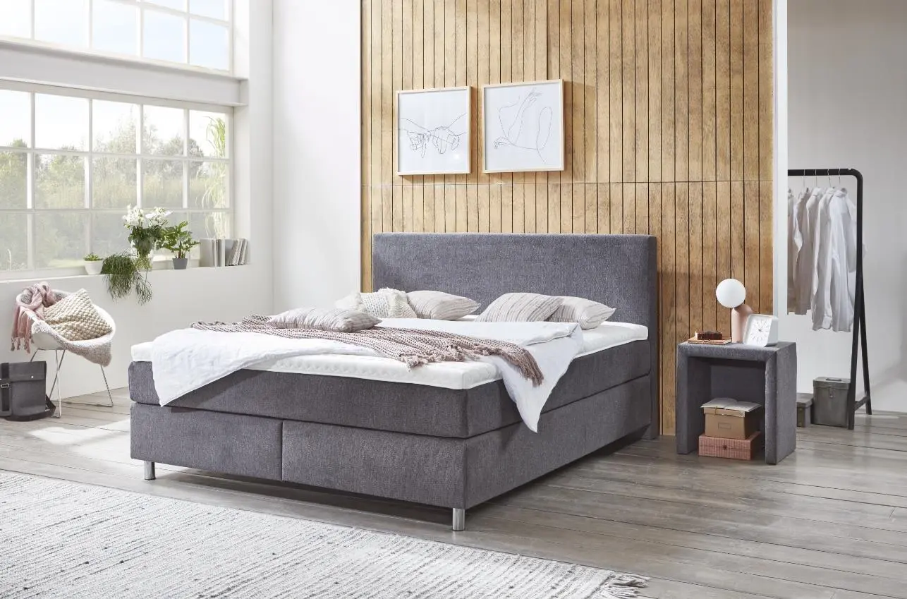 Fey Boxspringbett Karat 3 Classic 180x200 cm, Bezug: Webstoff grau