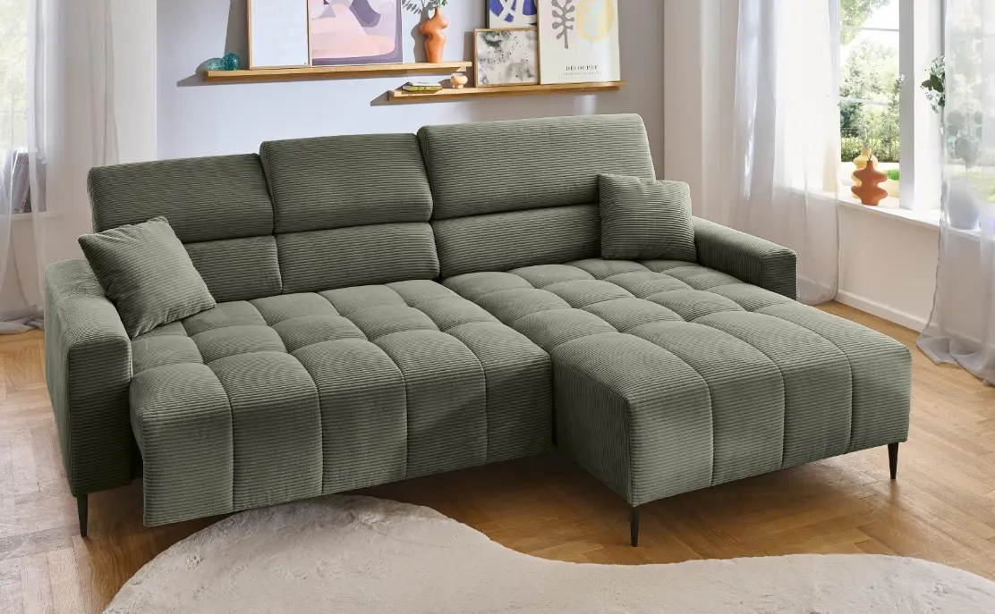 Iwaniccy Garnitur Simple in Fjord grün ca.256x180 cm Ottomane rechts