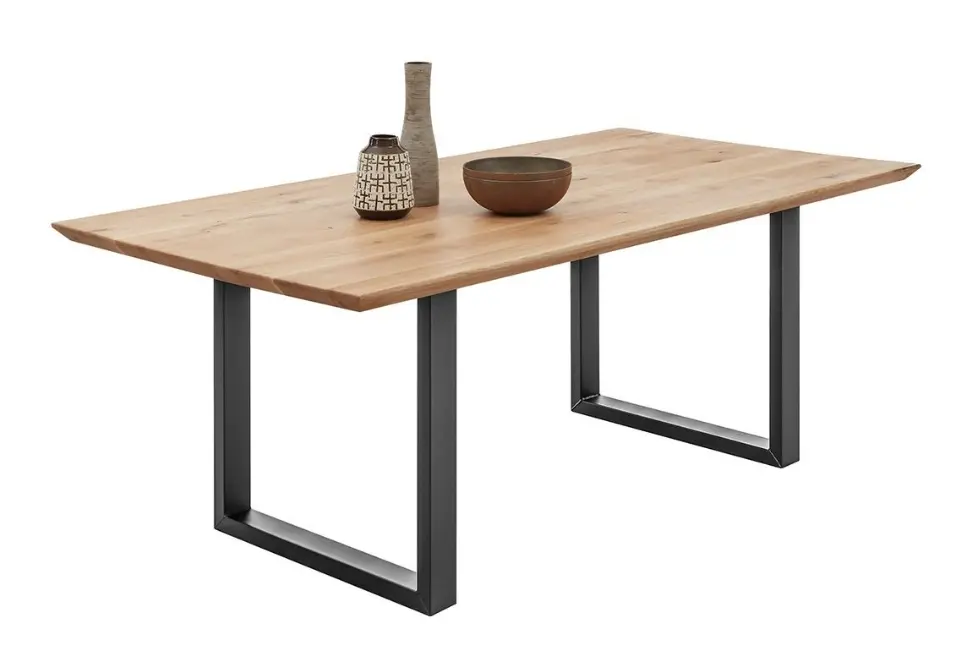 Stolkom Esstisch Bennet Eiche massiv/Metall schwarz ca. 200x74x100 cm