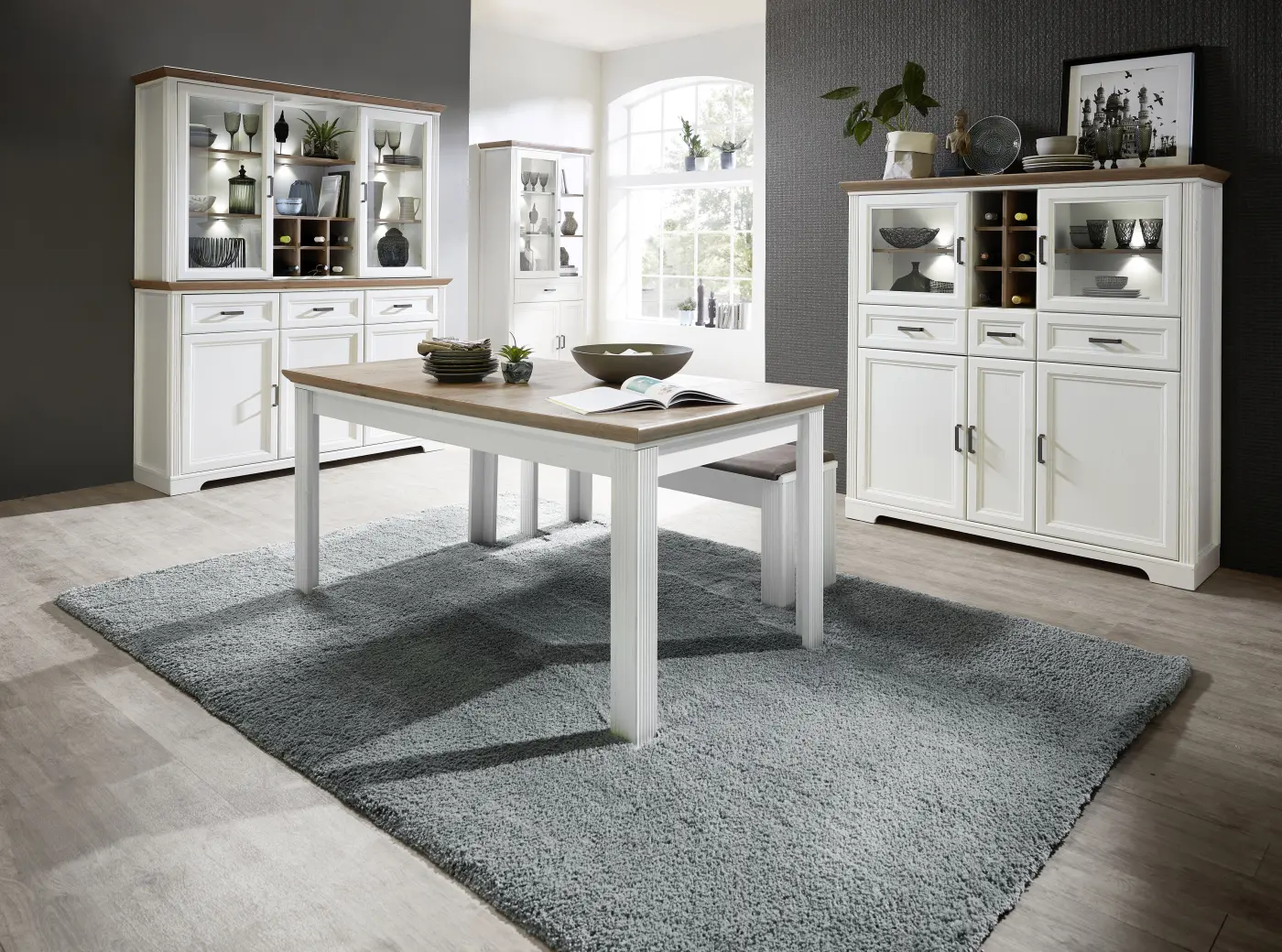 Innostyle Buffet-Aufsatz Jasmin 1LG9UH23, Pinie hell MDF/Artisan Eiche Nachbildung, BxHxT ca.166x103x42 cm, inkl. LED Beleuchtung