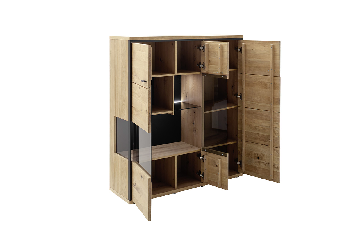 MCA Highboard Asteiche Bianco - anthrazit ca.123x137x38 cm MCA Highboard Asteiche Bianco - anthrazit ca.123x137x38 cm