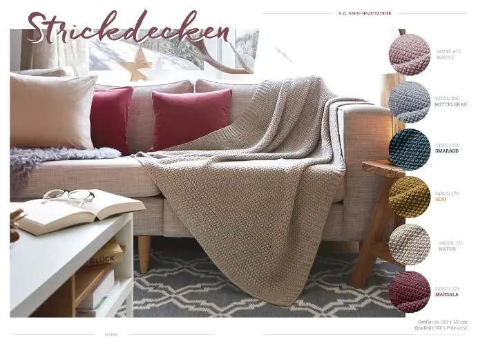 Hahn Strickdecke ca. 130x170 cm Mauve