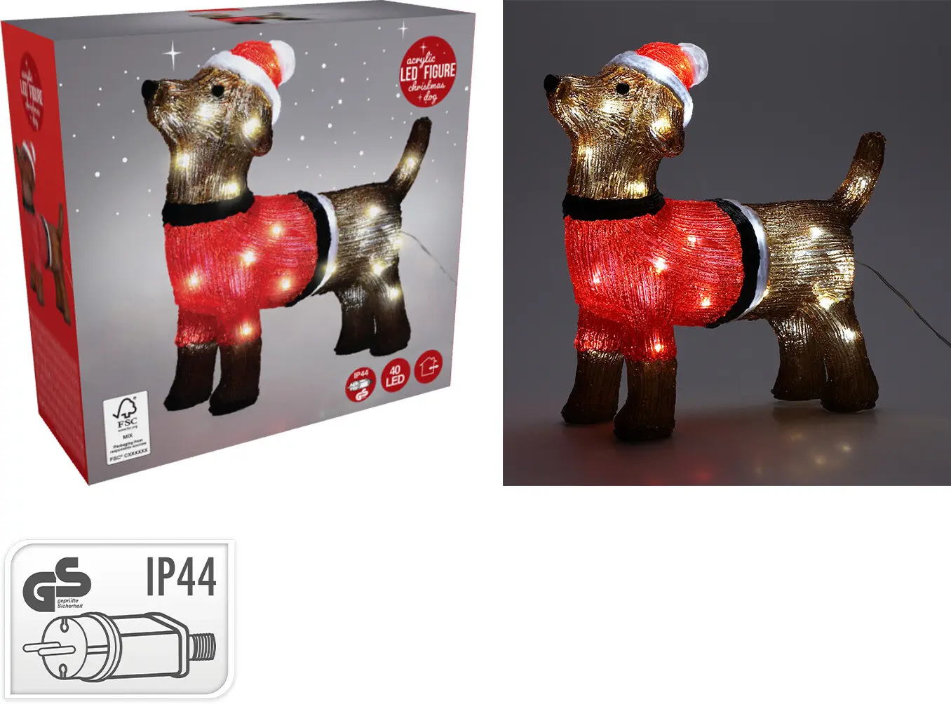 Koopman I. Acrylfigur Hund 38 cm 40 LED