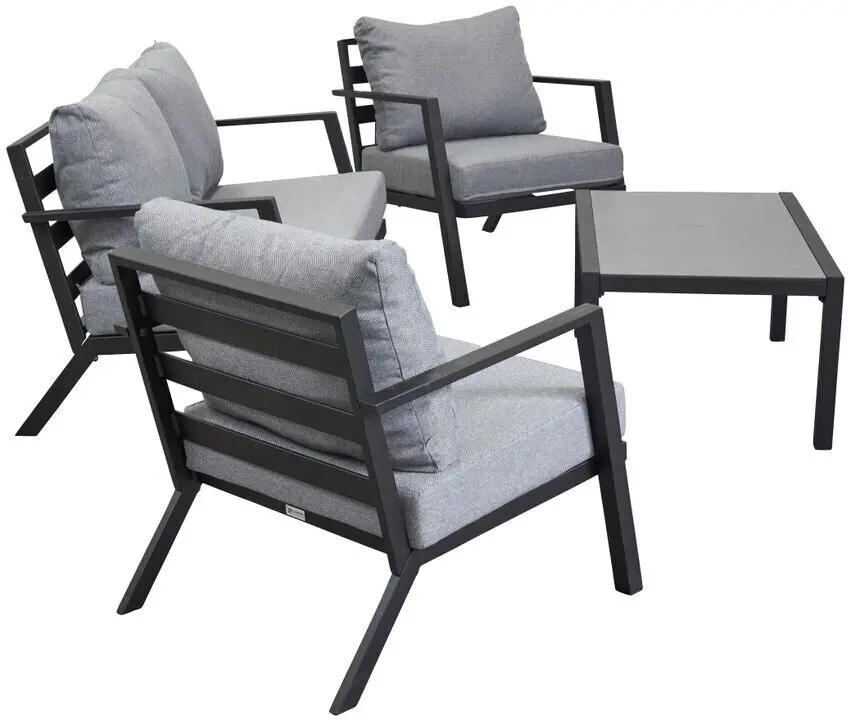 LC Garden Lounge Set 229649 Sondrino 4 tlg. Schwarz/Silber / Betonoptik