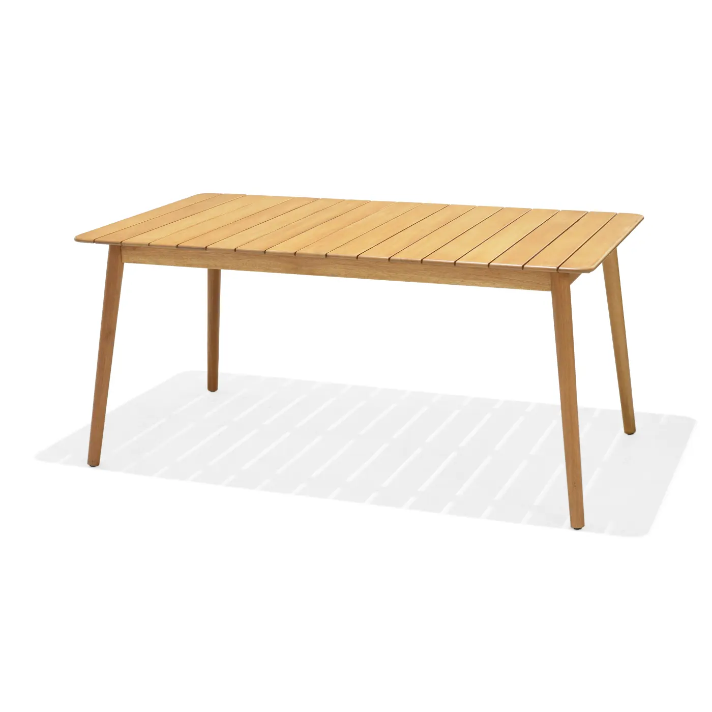 Nassau Tisch 160x90cm, 75 cm hoch, ohne Schirmloch, Eukalyptusholz, FSC Mix 70%, hell endlackiert