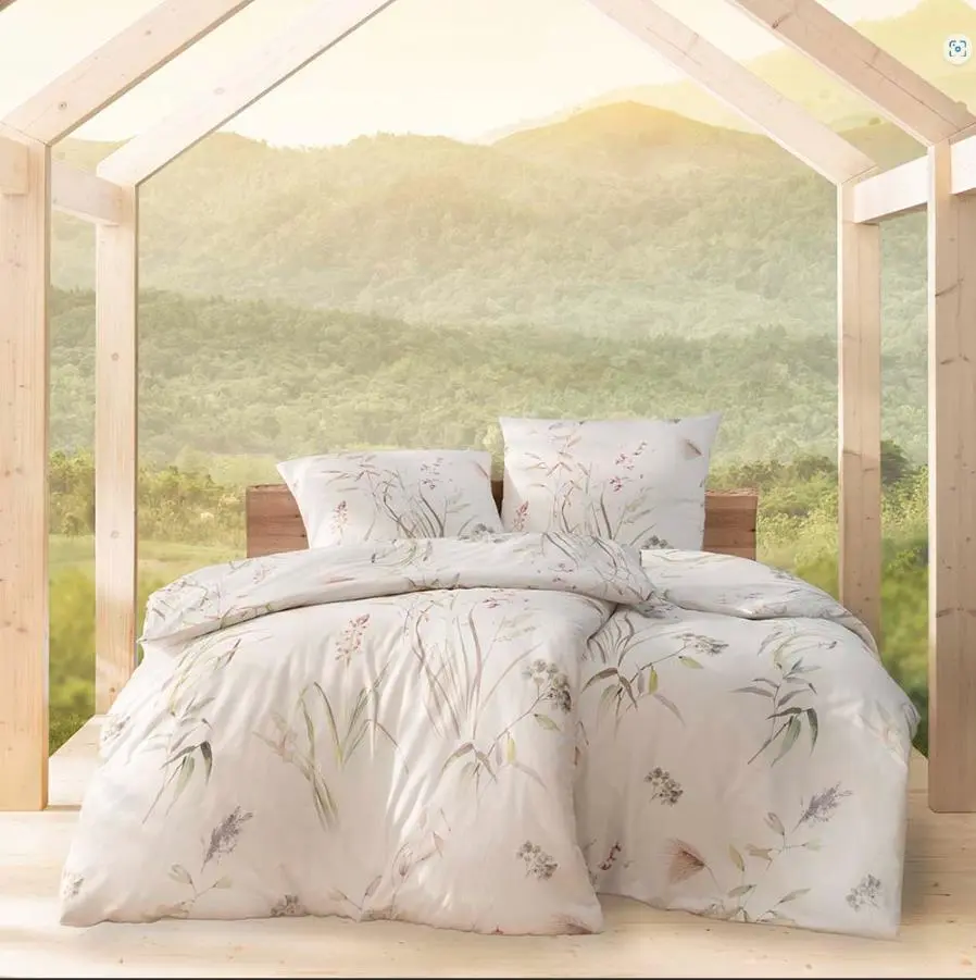 Estella Mako-Satin Bio-Bettwäsche Alva 135x200 cm Grün
