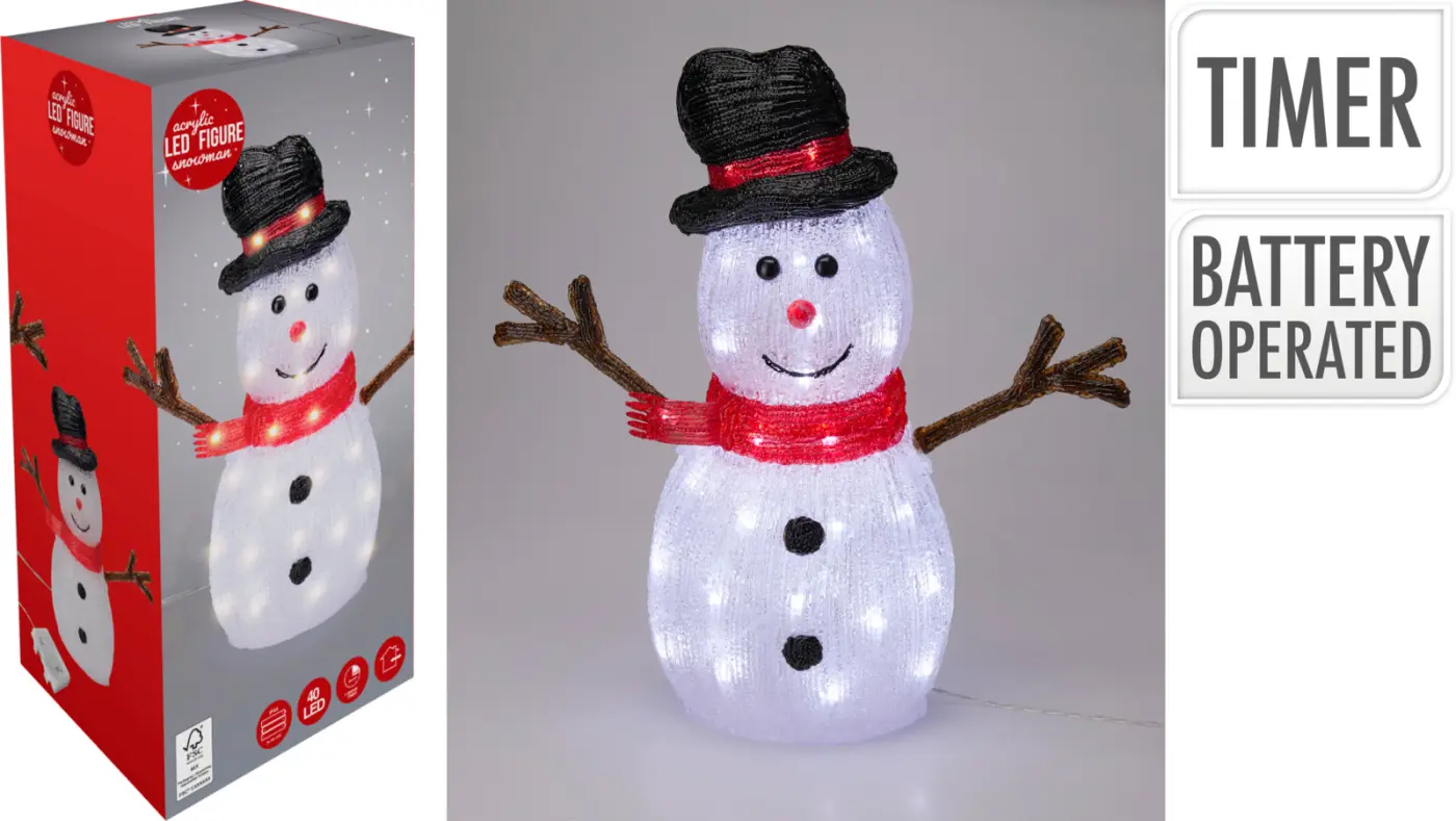 Koopmann I. Acrylfigur Schneemann Batteriebetrieben