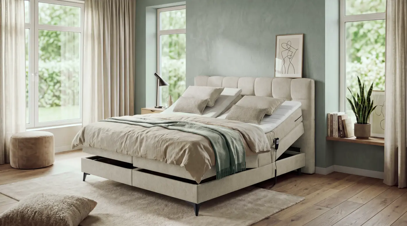 Ed Lifestyle Boxspringbett Atlas 6 Cream mit mot. Verstellung 180x200 cm