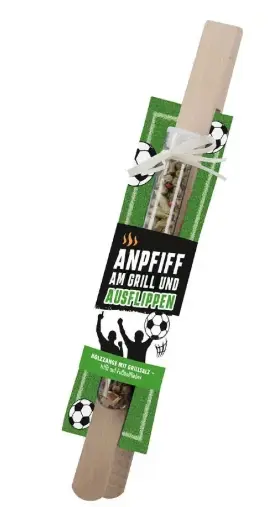 Macrander Grillzange Holz Naturfarben mit 25g Grill & Steak Salz