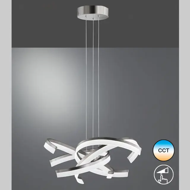 F&H Pendelleuchte, 4-flg., 65 cm Nickelfarben