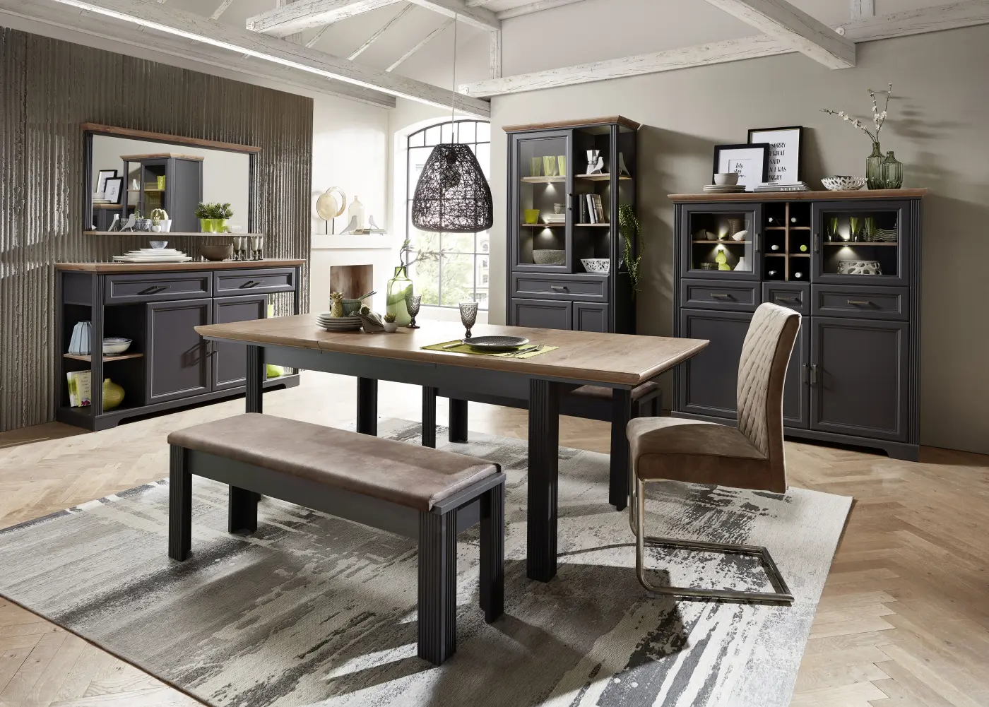 Innostyle Spiegel Jasmin 1LG9GH50, Graphit MDF/Eiche Artisan Nachbildung, BxHxT ca.142x74x16 cm