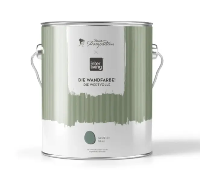 MissPompadour Wandfarbe Grün mit Grau 2,5 L