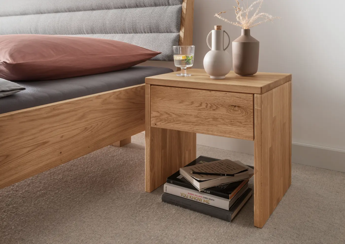 3S Frankenmöbel Nachtkommode Wileiche massiv geölt ca. 45x45x35 cm