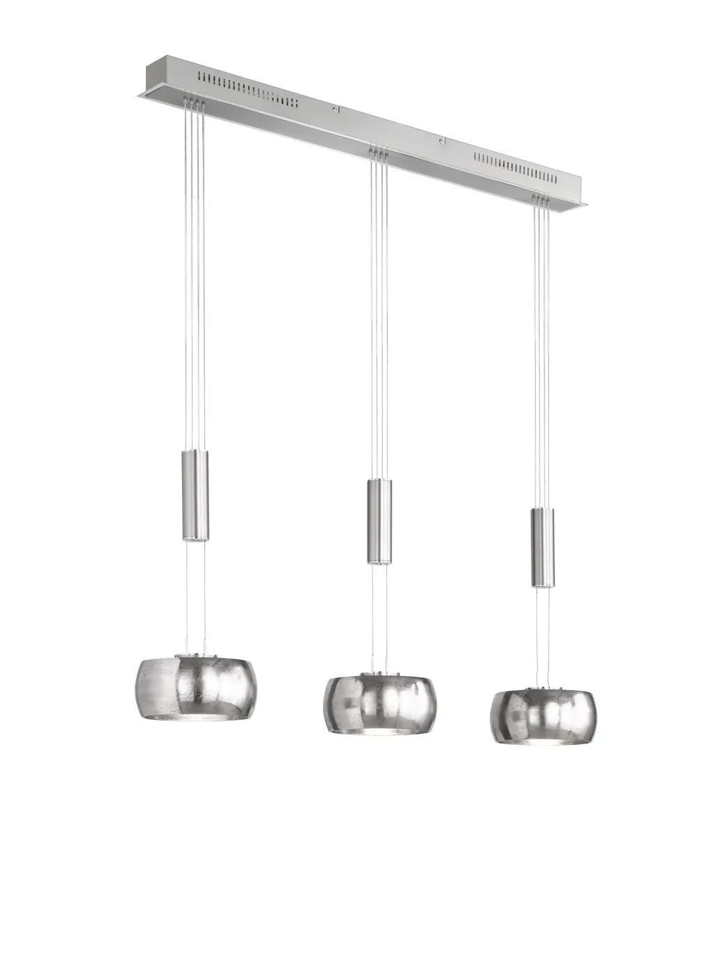 F&H Pendelleuchte, 3-flg., 20 x 100 cm Metallfarben, Nickelfarben Matt, Chromfarben