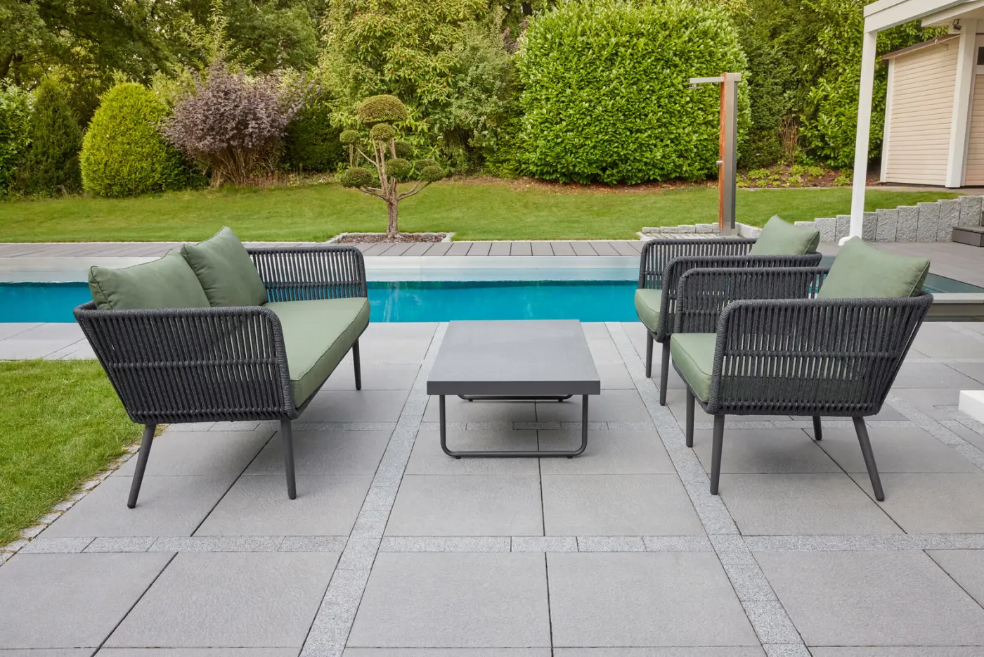 LC Garden Lounge Set Saigon 4 tlg. Dunkelgrau/Moos-Grün