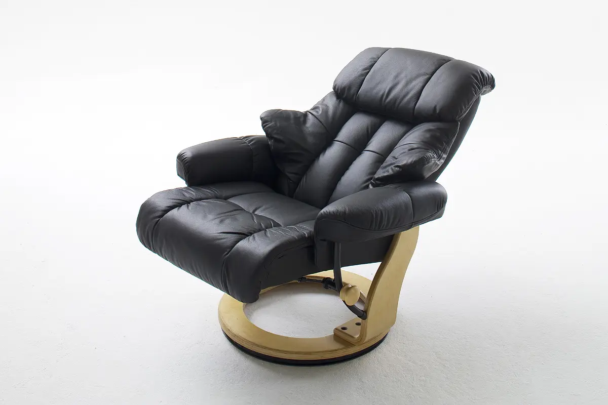 MCA Relaxsessel Calgary Leder Schwarz inkl. Hocker  ca.90x104x91 cm