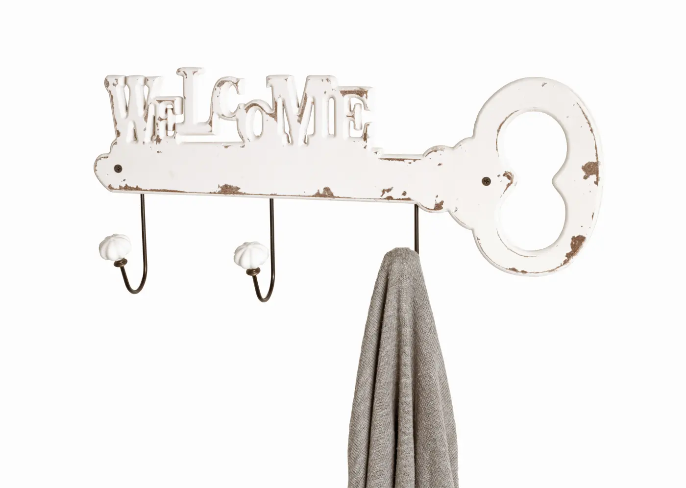 HAKU Garderobenleiste Welcome 22 weiß gewischt