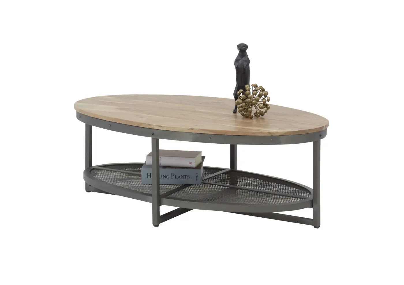 Couchtisch Akazienholz/Metall anth. BHT ca. 122x 44x71 cm