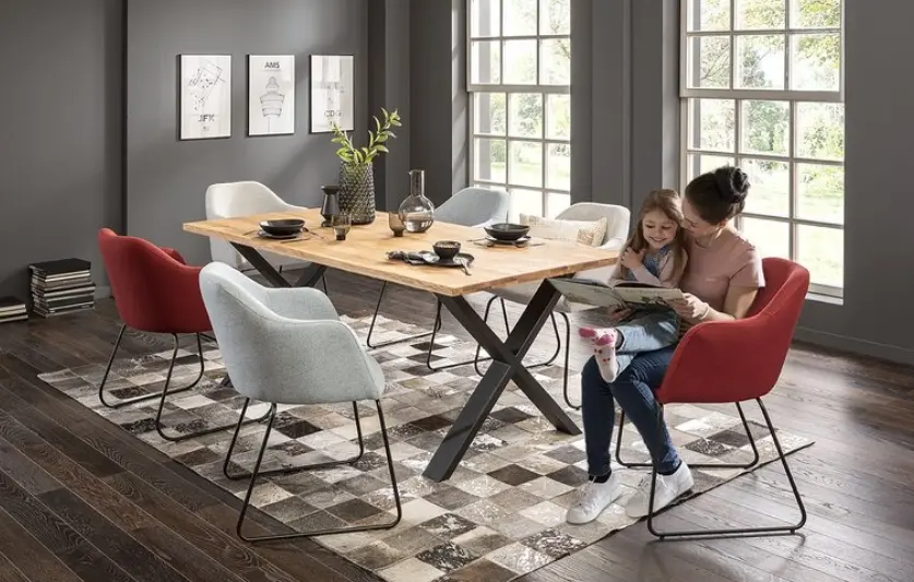 Standard Sessel Theo, Bezug: Baltimore eisblau, Kufengestell schwarz