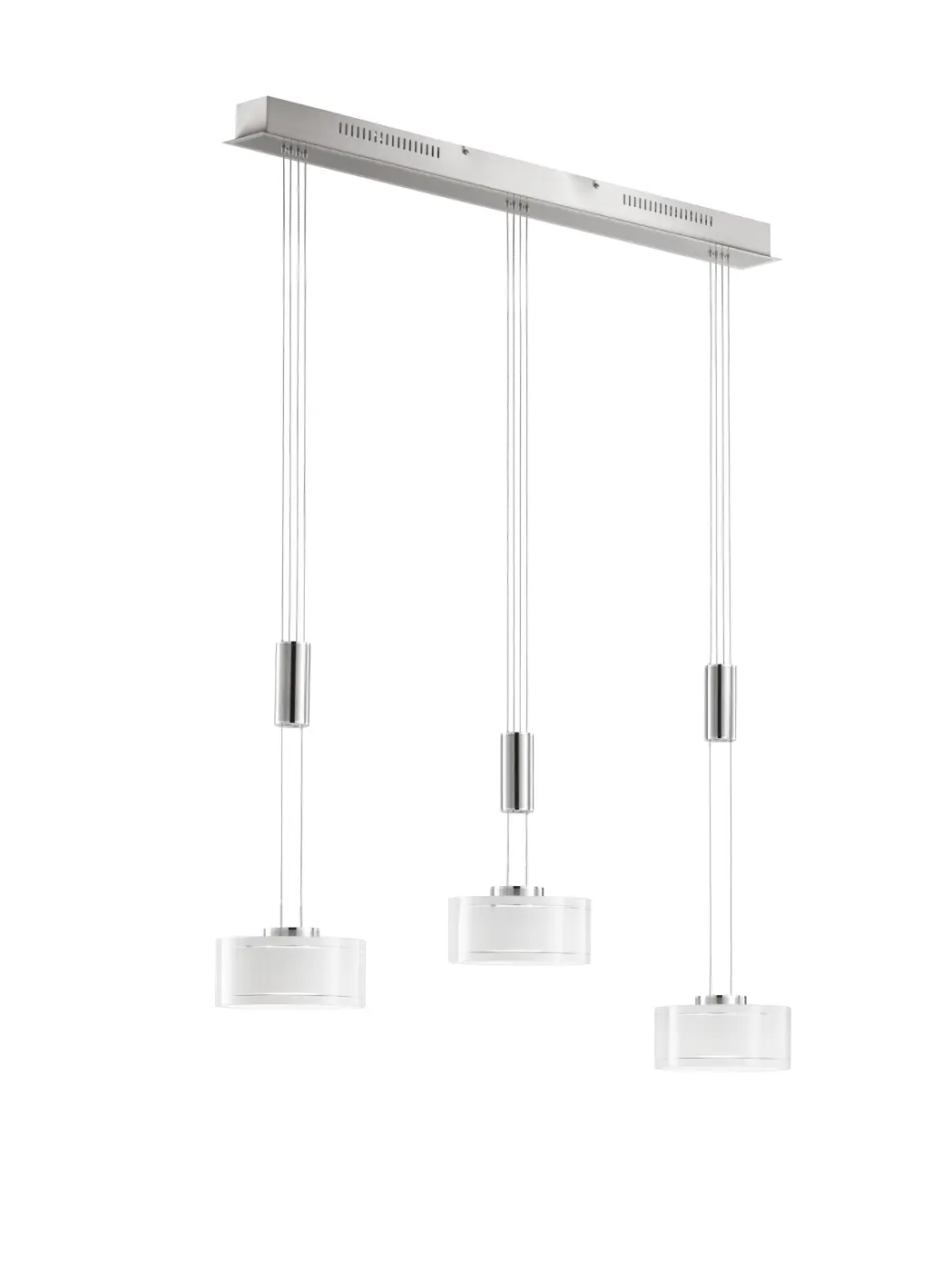 F&H Pendelleuchte L95,5 H100 nickelfarben, opal, chromfarben
