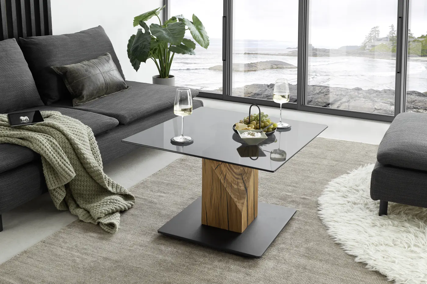 ABP Couchtisch Balsta Eiche massiv mit Lift ca. 70x45x70 cm