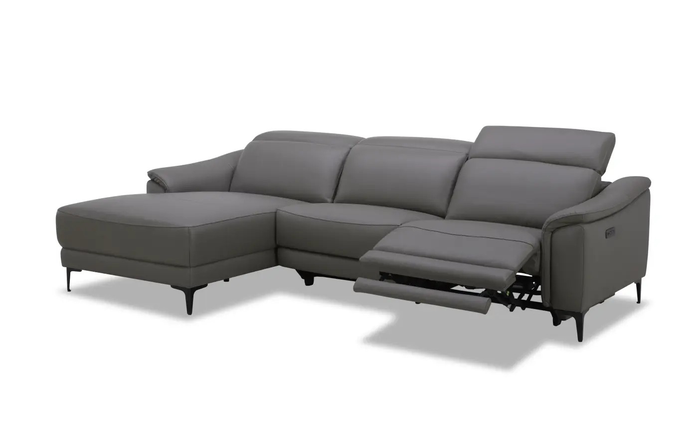 Kuka Home Garnitur KM.6285 LEder Dark Grey ca. 272x176 cm -Ottomane rechts -