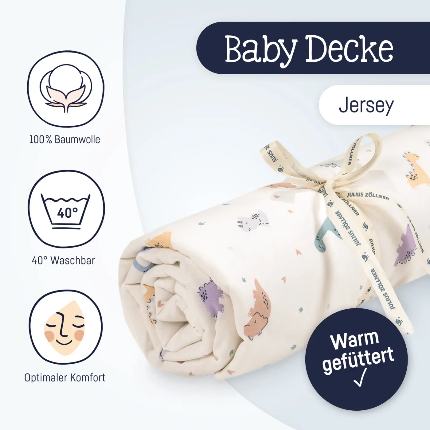 Zöllner Decke Jersey gefüttert Little Dinos
