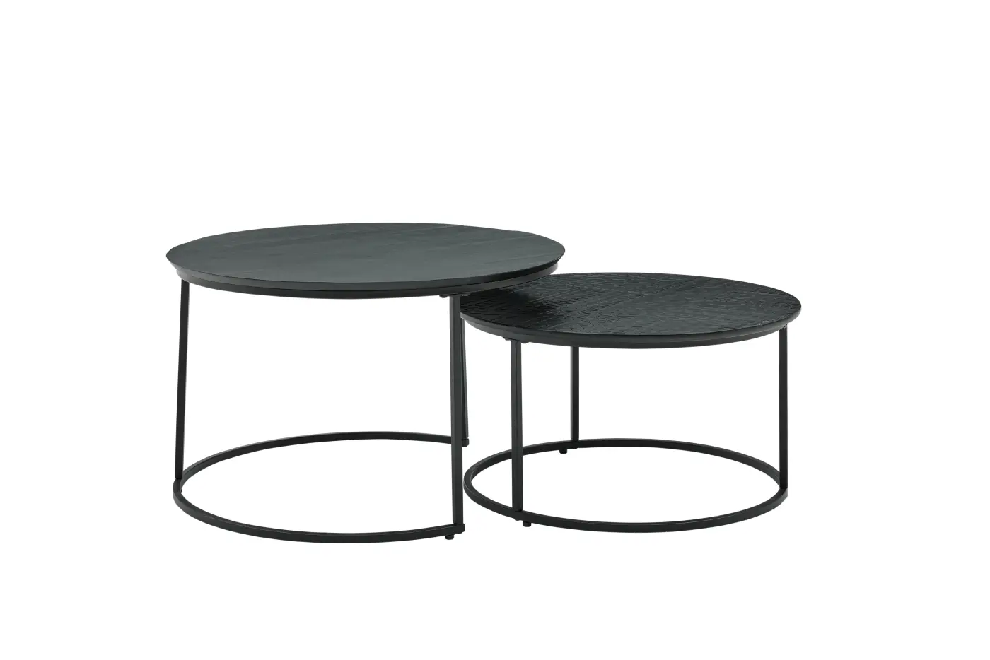 Roomio No. 2001 Couchtisch-2er Set rund Mango massiv Schwarz ca. 70 cm