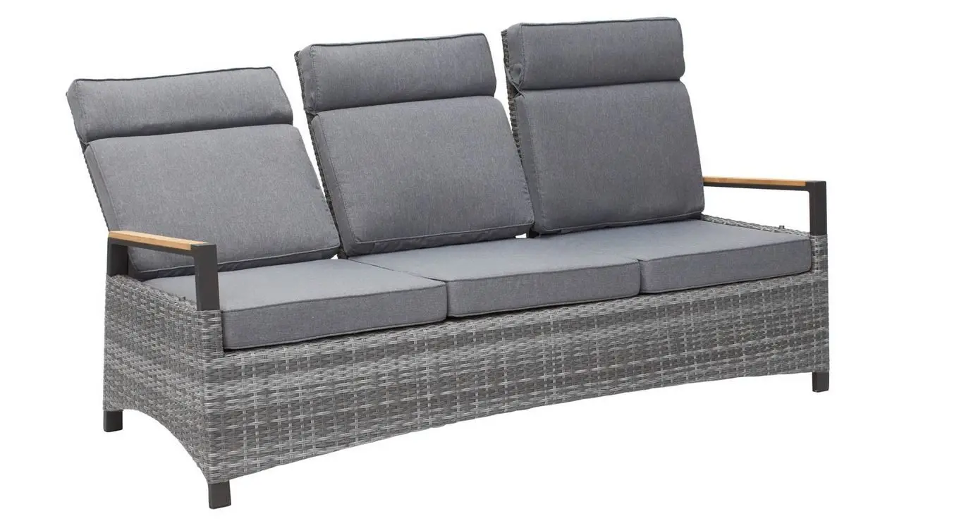 LC Garden Living-Sofa 219828 Keramo ca. 205x74x110 cm Aluminiumgestell Anthrazit Geflecht Natur-Grau