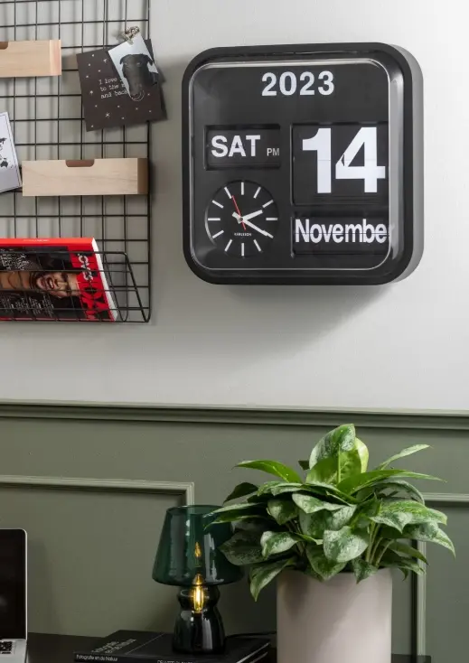 Present Time Wall Clock Big Flip schwarz ca.43x16x43 cm