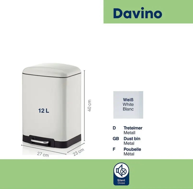 Kela Treteimer Davino Weiß 12 L 27x23x40 cm