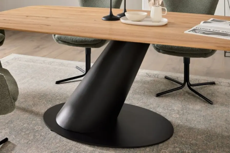 Interliving Design-Tisch 5121 Massiv geölt / Grafikgestell schwarz matt 200x100 cm