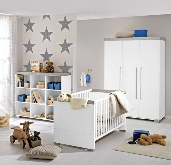 Paidi Babybett Kira Kreideweiß/Eiche-Nautik-NB ca. 140x70 cm