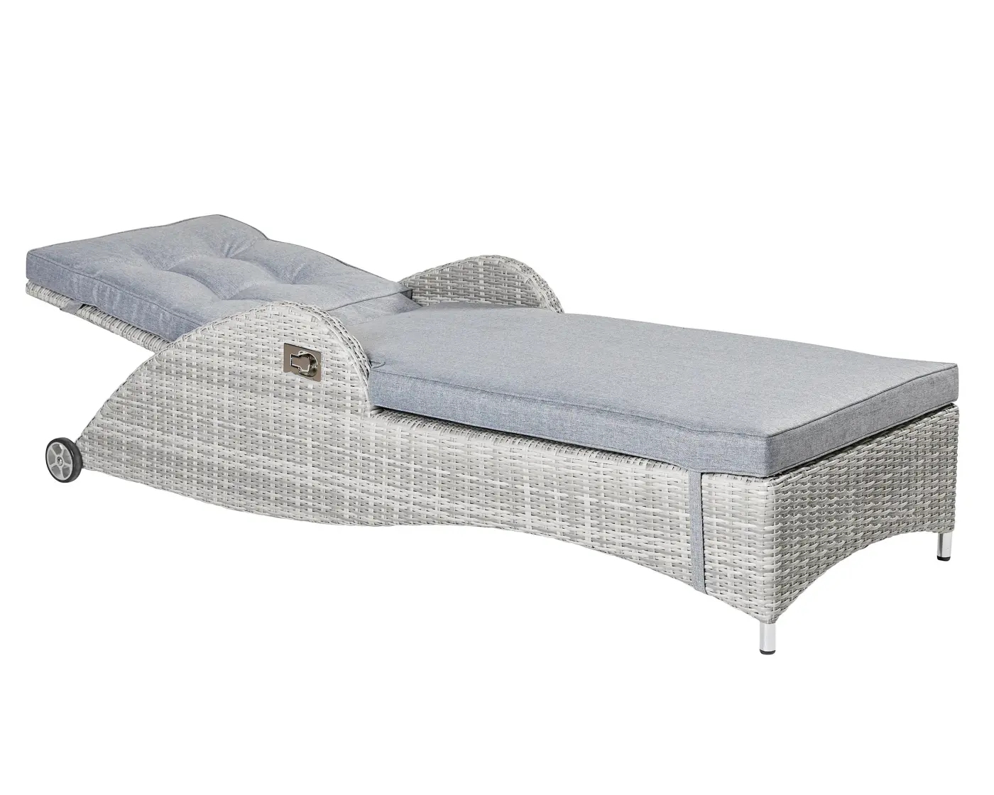 LC Garden Sonnenliege 182218 Nizza 182x90x53 cm Gestell Aluminium Geflecht Weiß / Grau halbrund