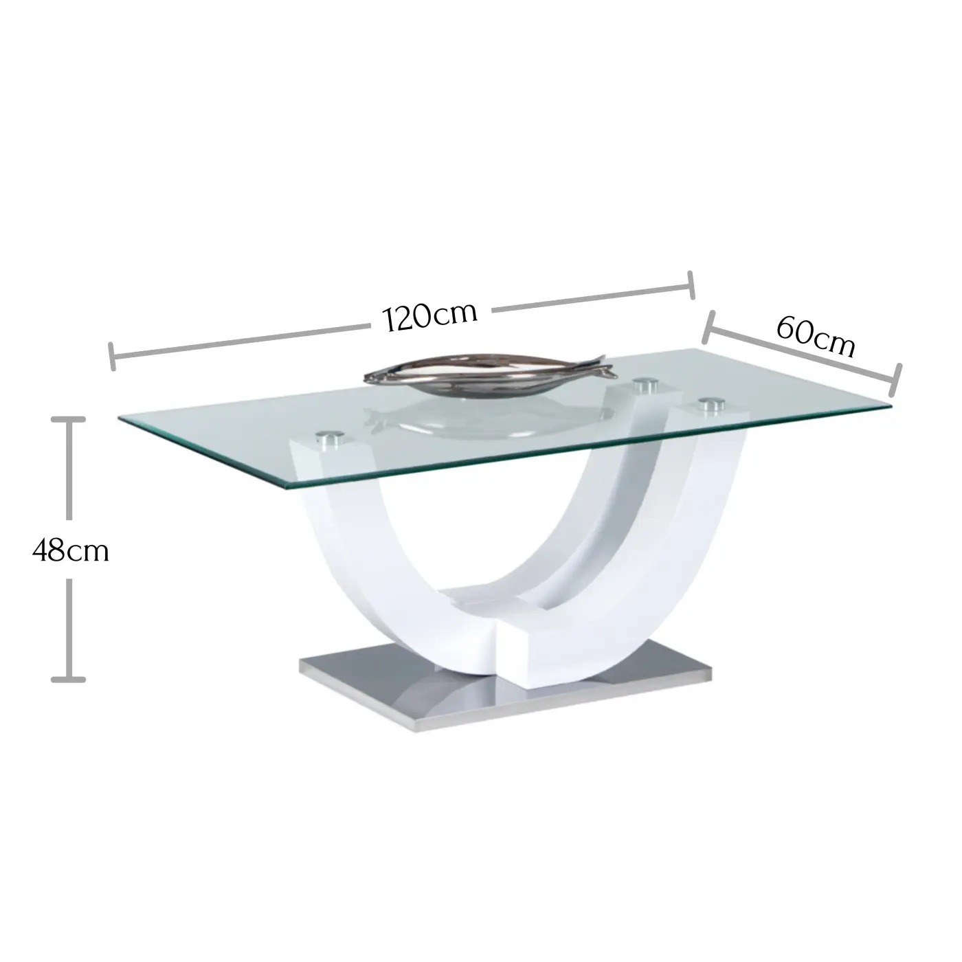 Stolkom Couchtisch Glasplatte/weiß HG Lack ca.120x 48x60 cm
