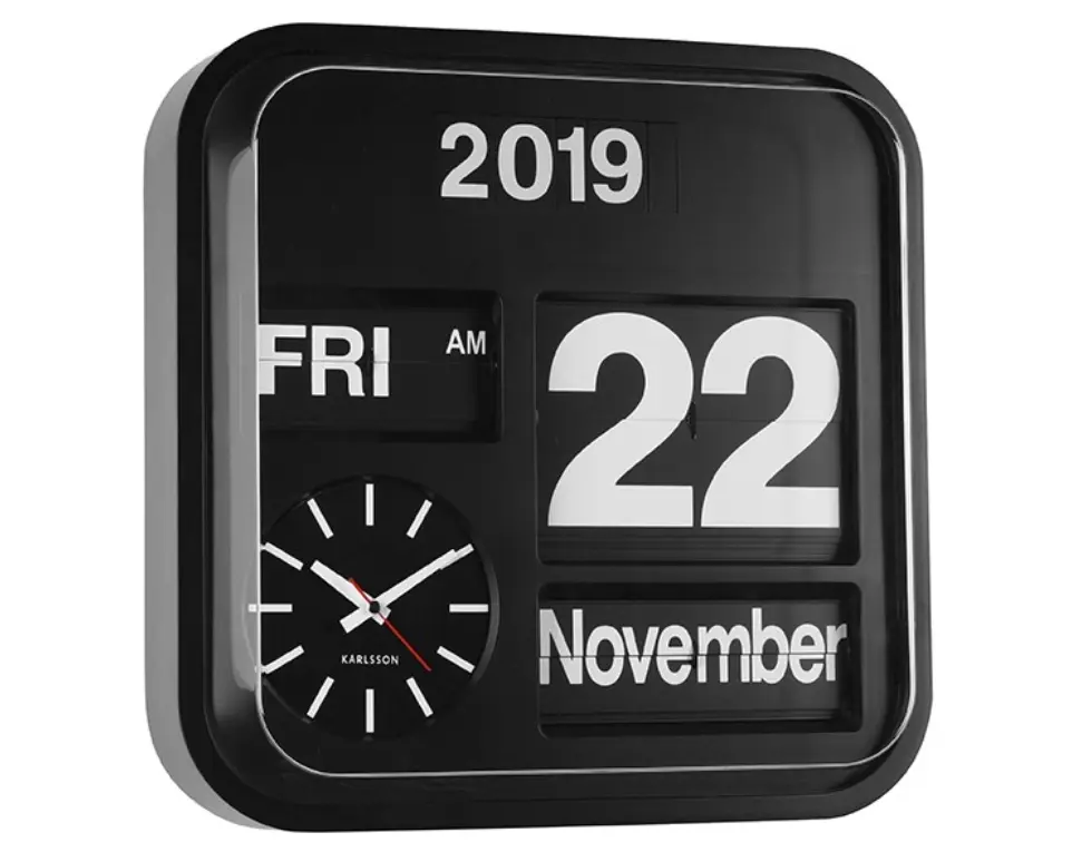 Present Time Wall Clock Big Flip schwarz ca.43x16x43 cm