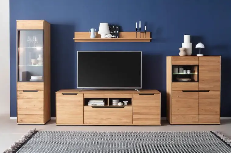 MCA Direkt Wohnkombination Araya 1008016 in Wildeiche massiv geölt ca.378x196x46 cm