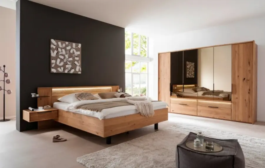 Lindaro Drehstürenschrank Grenanda Asteiche teilmassiv 6-türig ca. 296x223x62 cm