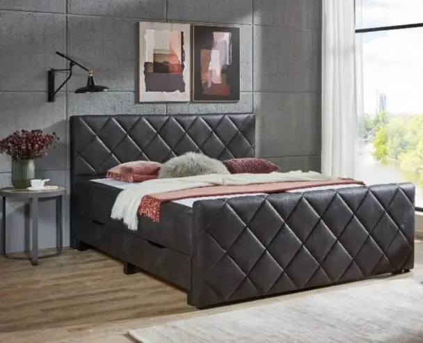 Sun Garden Boxspringbett 180 x 200 cm, Kopf- Fußteil mit Rautensteppung Bezug 50315-700