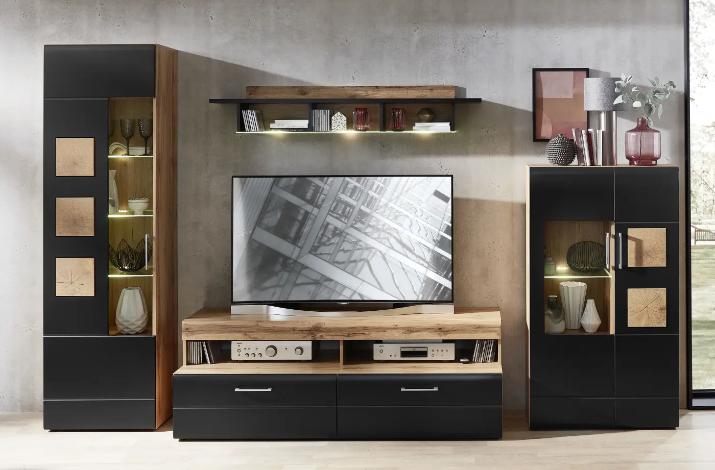 Innostyle TV-, Phono-, Medienmöbel Sonate schwarz, braun, Eiche, Holz