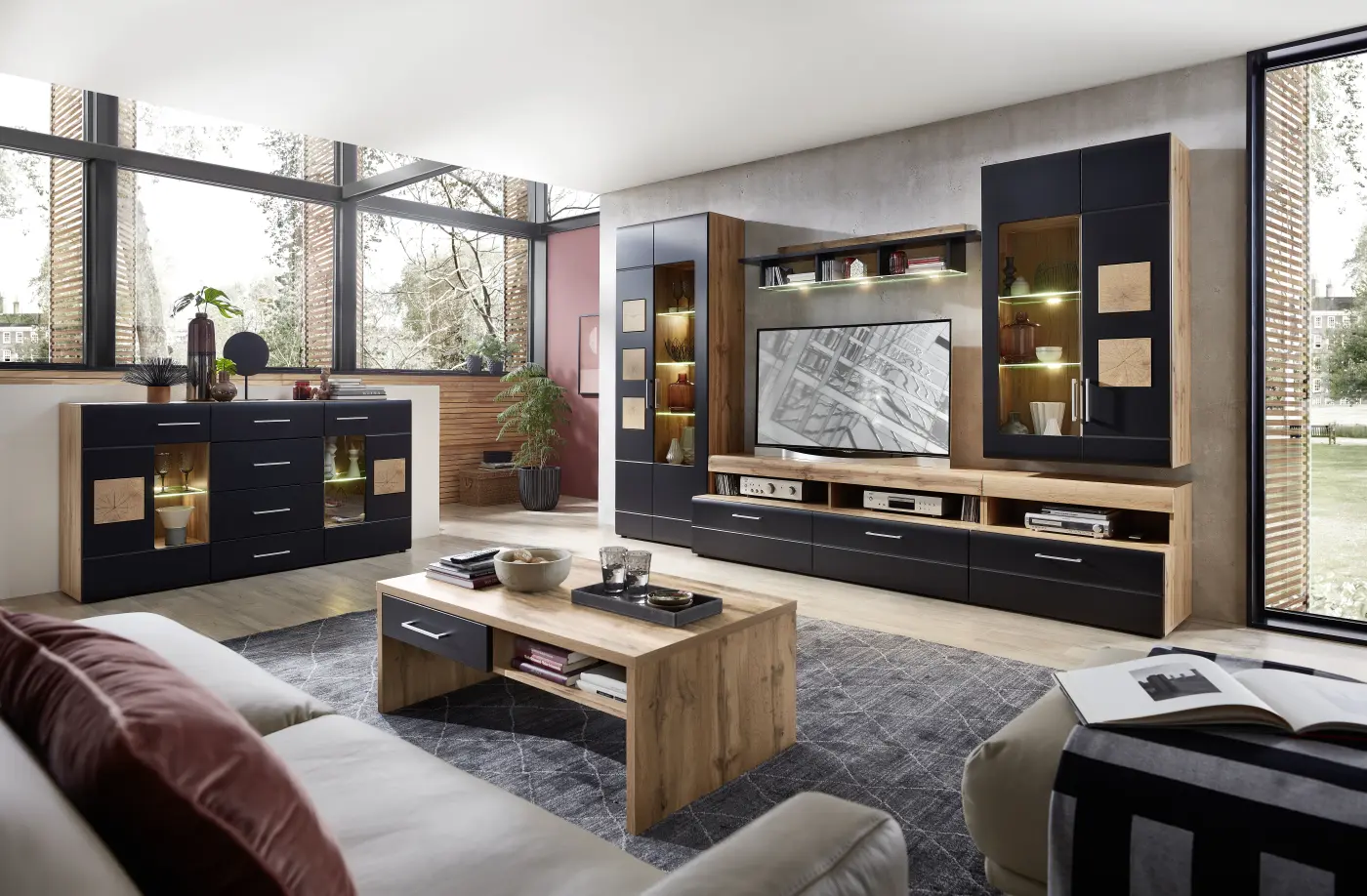 Innostyle Sideboard Sonate schwarz, braun, Eiche, Holz Innostyle Sideboard Sonate schwarz, braun, Eiche, Holz