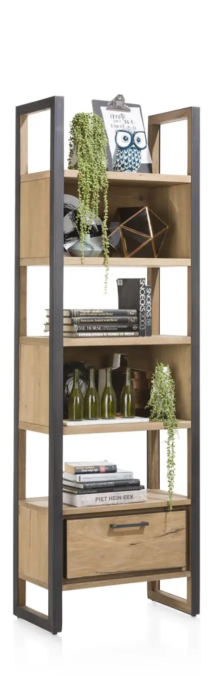 Henders & Hazel Metalo Bücherregal 36340RWB Eiche furniert / Metall schwarz ca.65x200x35 cm
