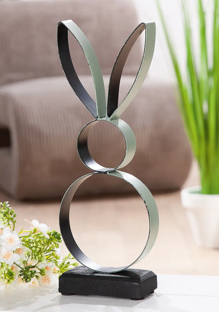 Macrander Hase Metall grün/schwarz 11x31 cm