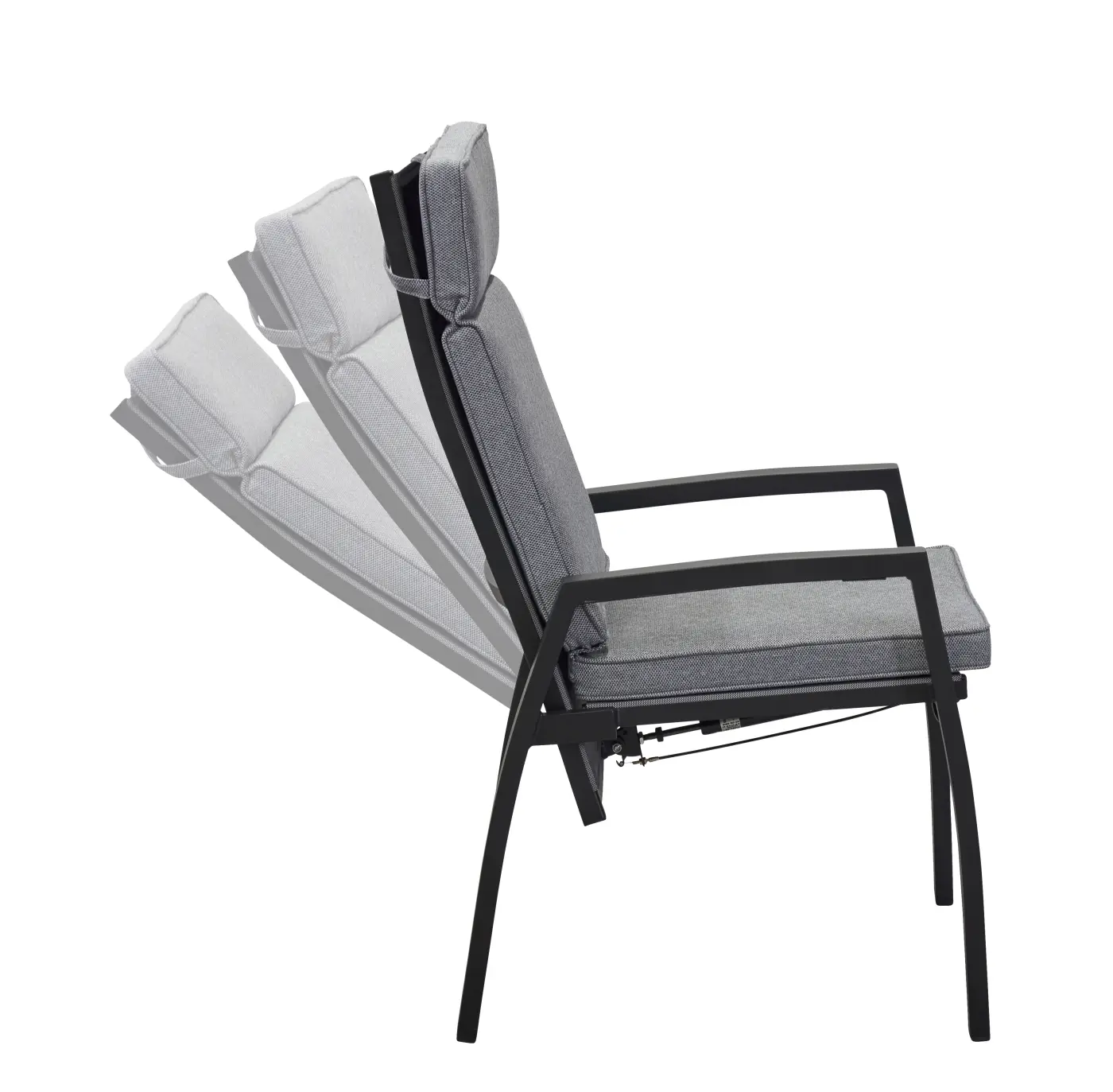 LC Garden Positionsstuhl Sondrino Silber/Schwarz 58x110x72 cm