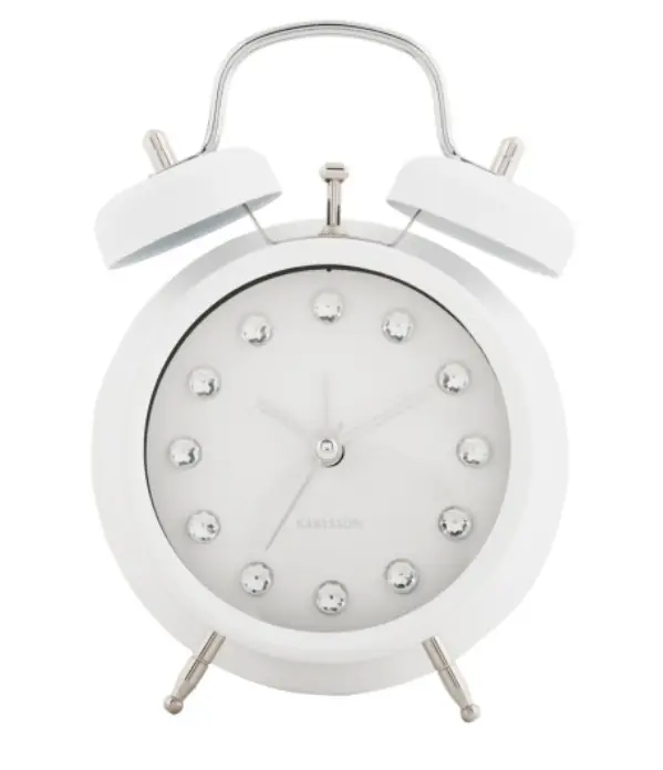 Karlsson Alarm Clock Glam Diamonds White 11,8x17 cm
