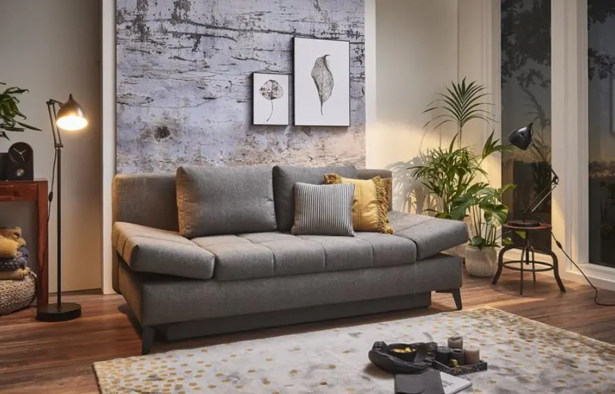 Restyl Schlafsofa TaliaC in Bezug anthrazit, Metallfuß schwarz, Liegefläche: 150x200 cm