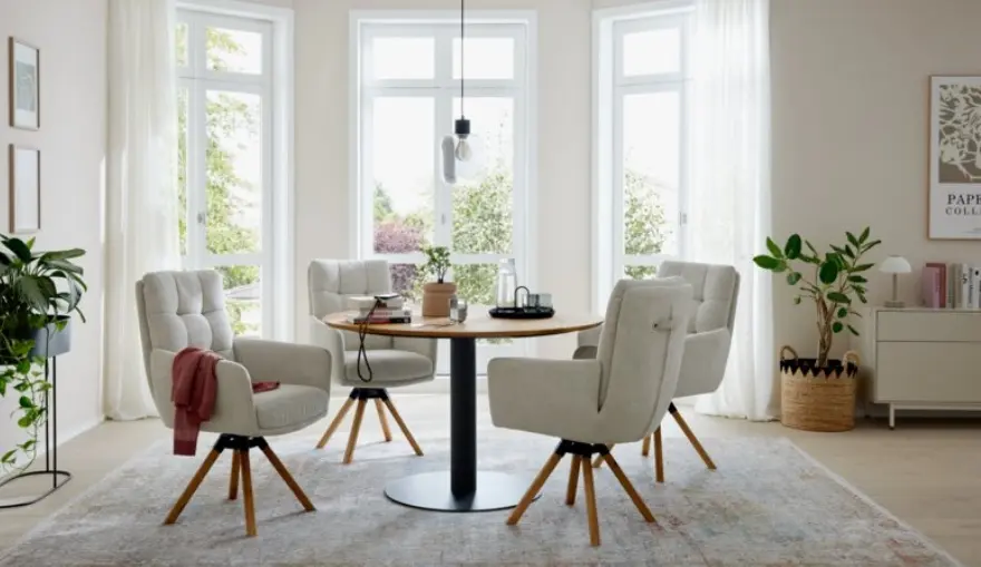 Interliving Tisch Serie 5116 Platte Eiche Massiv rund ca. 125 cm