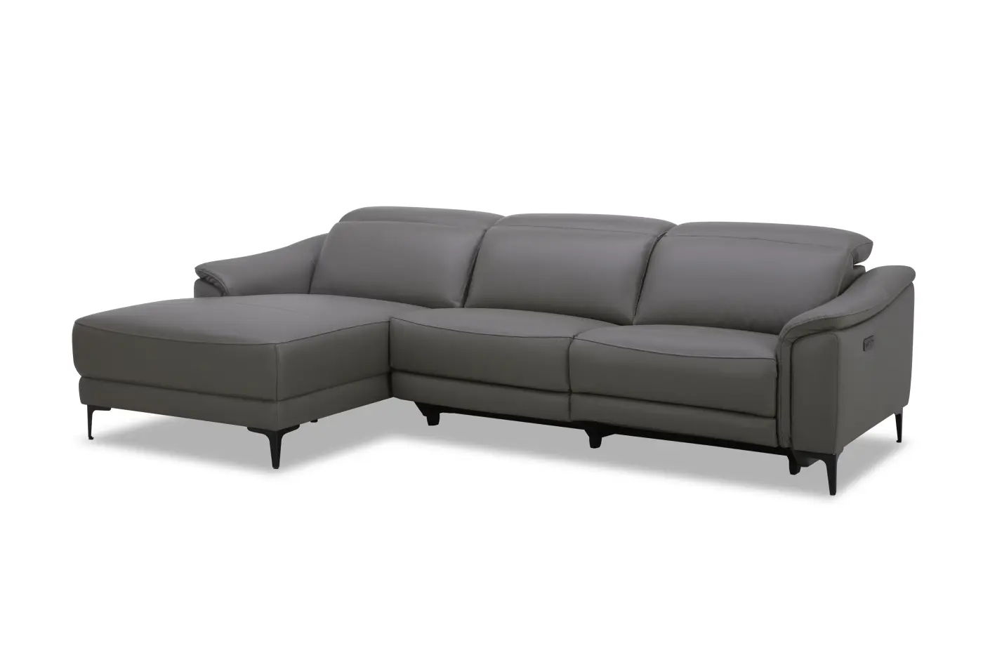 Kuka Home Garnitur KM.6285 LEder Dark Grey ca. 272x176 cm -Ottomane rechts -